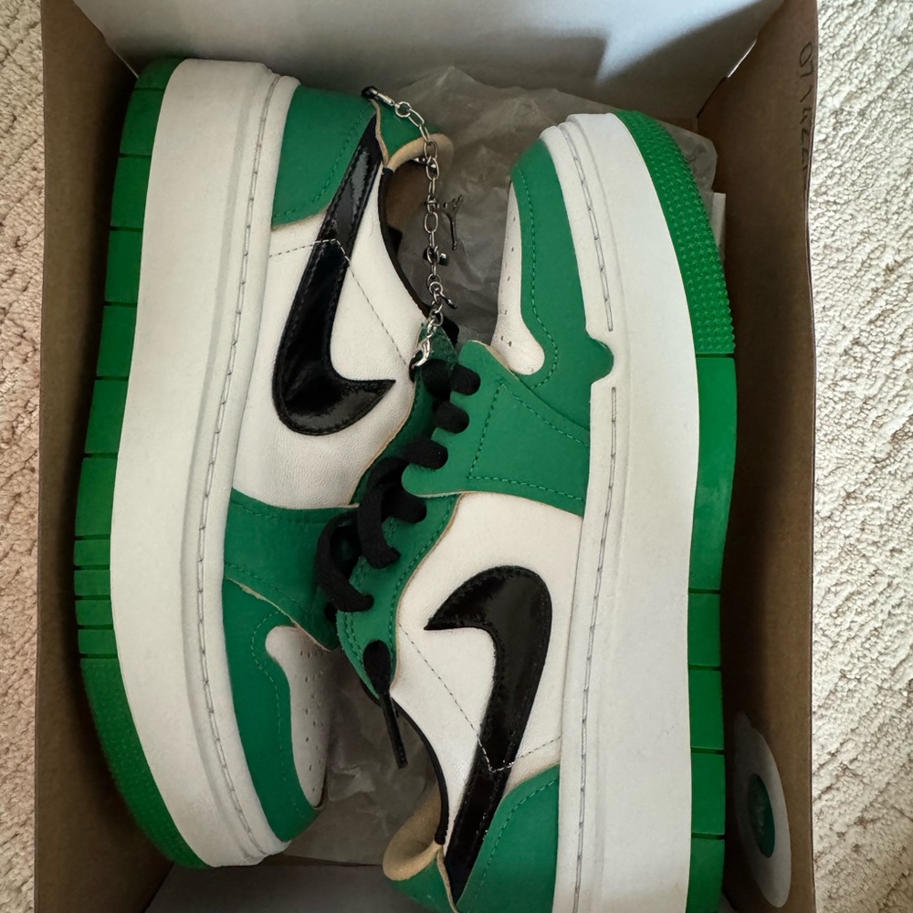 Nike Green and White Sneakers with Retro Style